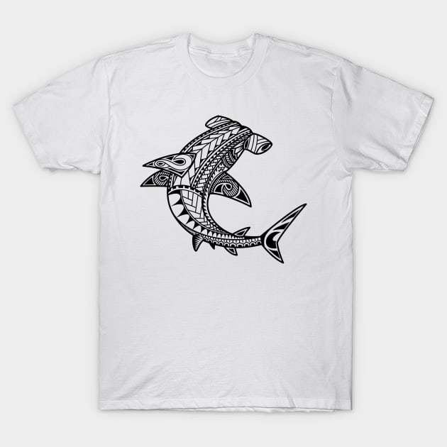 Tribal Hammerhead shark T-Shirt by doddy77